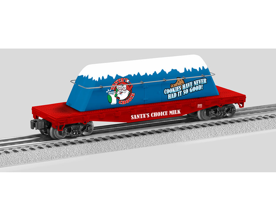 Lionel 2328260 O RTR Santa's Choice Milk Carton Flatcar