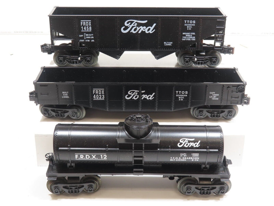 Lionel Lot of 3 1994 Ford  Gondola, Hopper, Tank (6-52031, 52029, 52030) LN 7679