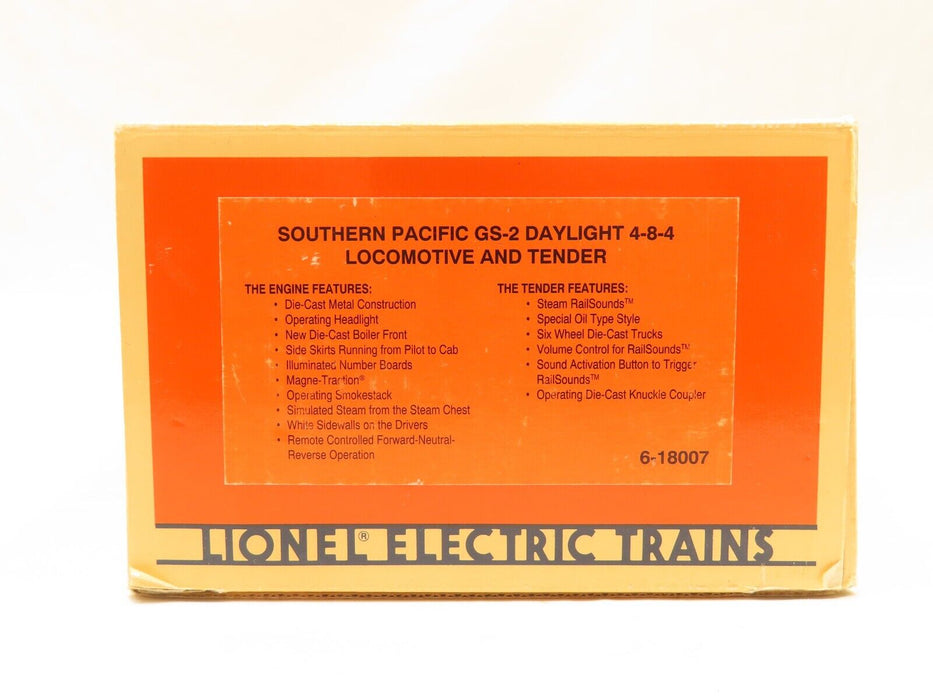 Lionel 6-18007 Southern Pacific GS-2 Daylight Loco w/Sounds LN