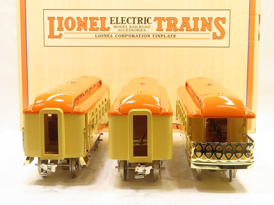 MTH 11-40057 Tinplate Traditions Lionel #18, 19, 182 Cars Orange NIB