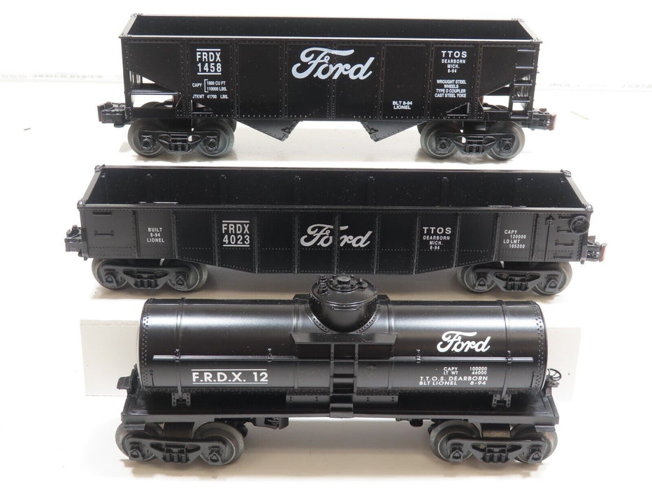 Lionel Lot of 3 1994 Ford  Gondola, Hopper, Tank (6-52031, 52029, 52030) LN 7679