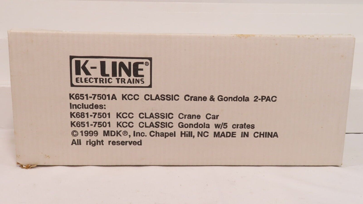 K-Line K651-7501A KCC Classic Crane & Gondola 2-PackNIB