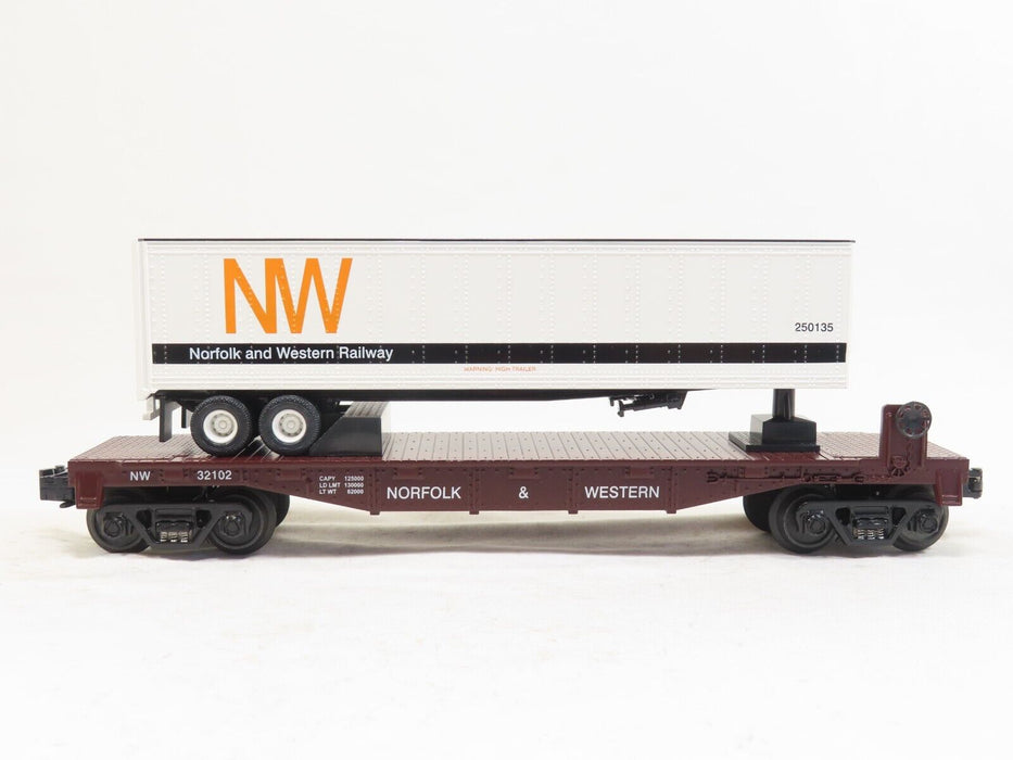 MTH 30-76024 Norfolk & Western Flat Car w/Trailer LN