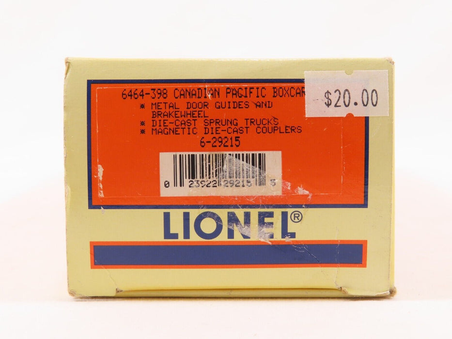 Lionel 6-29215 6464-398 Canadian Pacific Boxcar LN