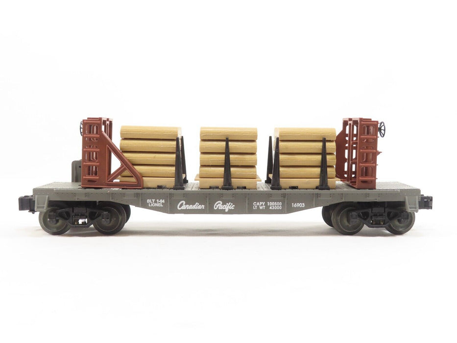 Lionel 6-16903 Canadian Pacific Flatcar with Wood Load LN