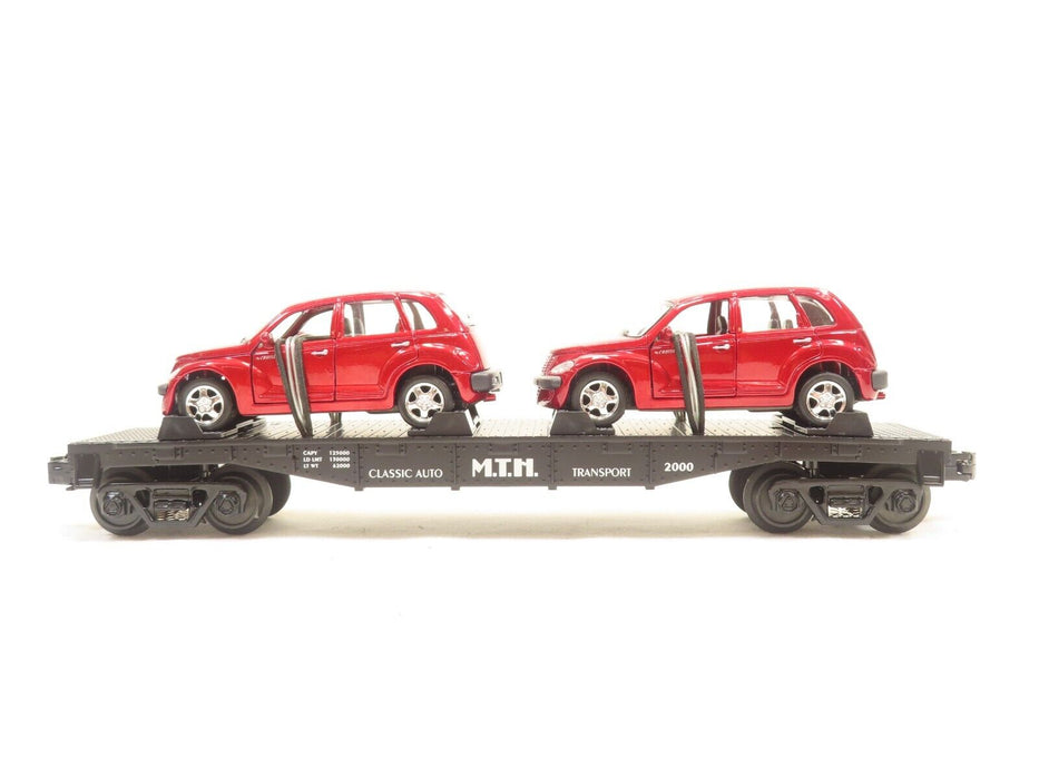 MTH 30-76039 MTH Auto Transportation Flatcar w/2 Red PT Cruisers LN