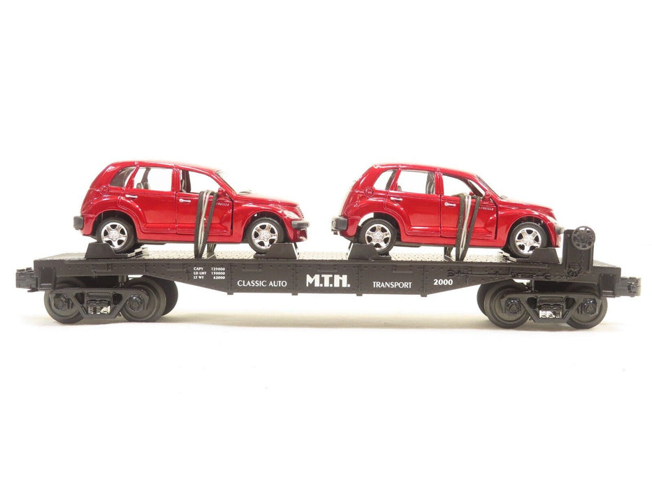 MTH 30-76039 MTH Auto Transportation Flatcar w/2 Red PT Cruisers LN