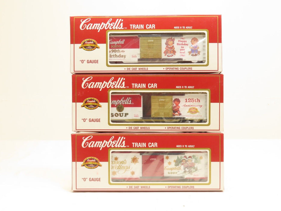 K-Line Lot of 3 Campbell's Boxcars K649201, K649202, K649203 NIB 7078