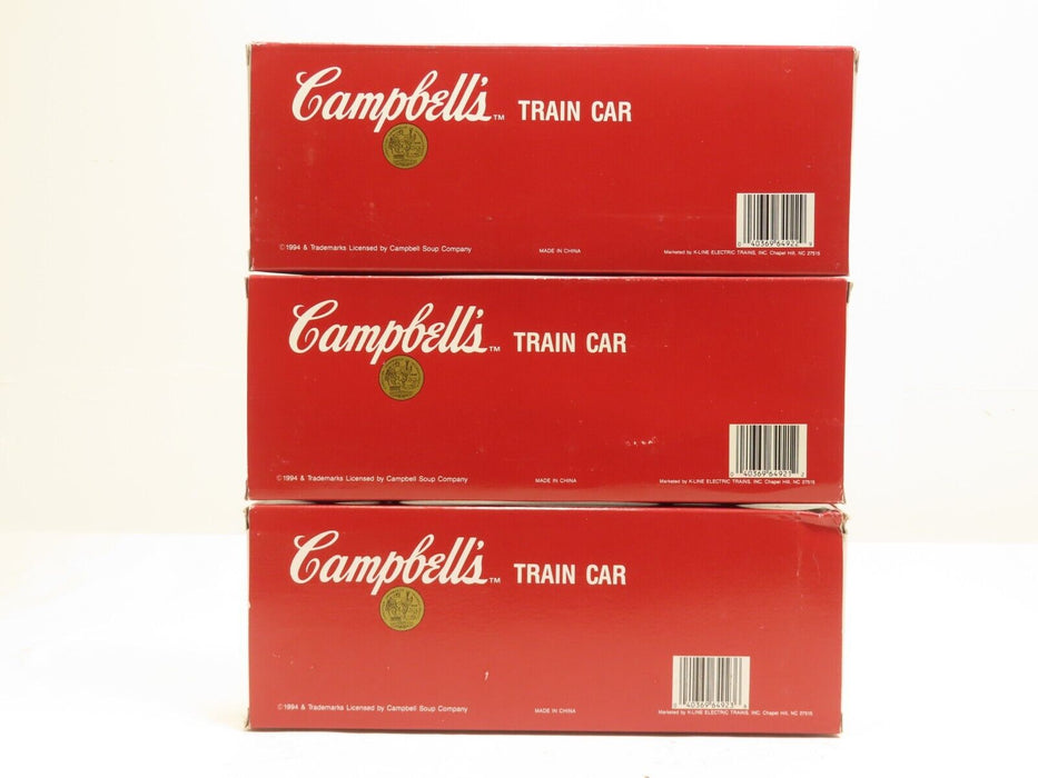 K-Line Lot of 3 Campbell's Boxcars K649201, K649202, K649203 NIB 7078