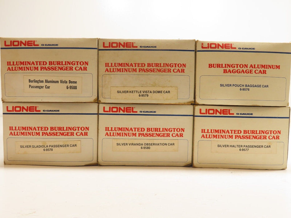 Lionel 6 Car Burlington Pass. Set (9578, 9588, 9576, 9579, 9580, 9577) LN 7745