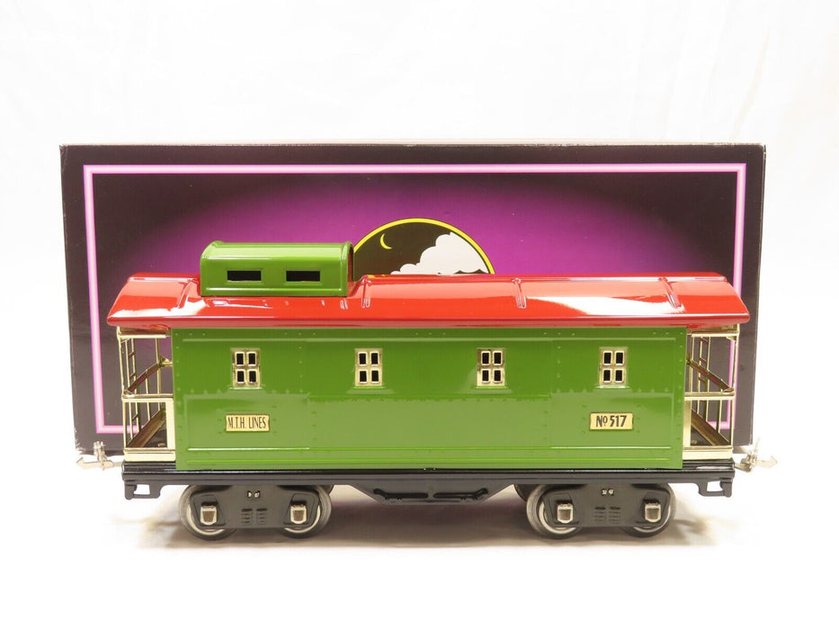 MTH 10-1099 No. 500 Standard Gauge Caboose Pea Green/Red With Brass Trim LN