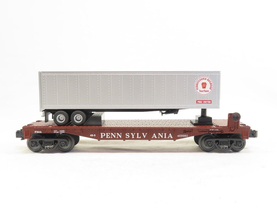 MTH 30-7016D Pennsylvania Flat Car w/Trailer LN