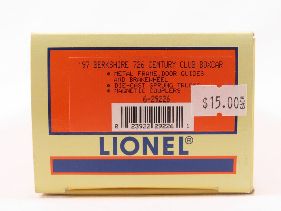 Lionel 6-29226 '97 Berkshire 726 Century Club Boxcar LN