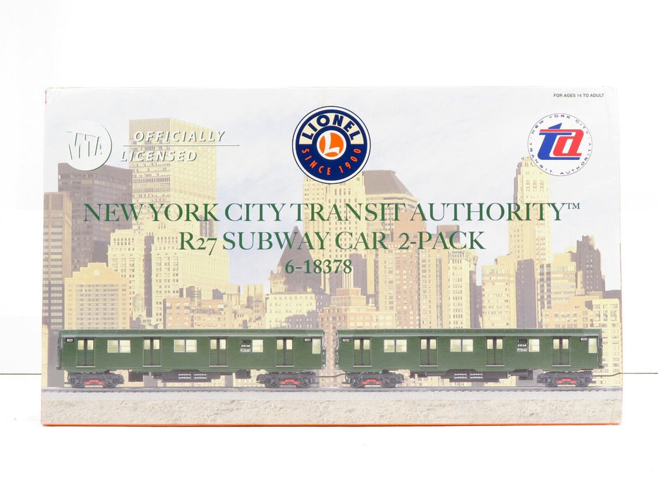 Lionel 6-18378 NYC Transit Authority R27 Subway Car 2-Pack Factory Sealed