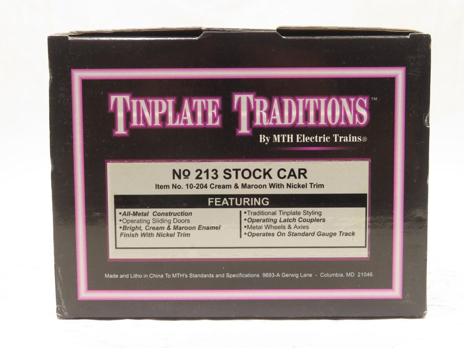 MTH 10-204 Tinplate Traditions Lionel #213 Stock Car LN