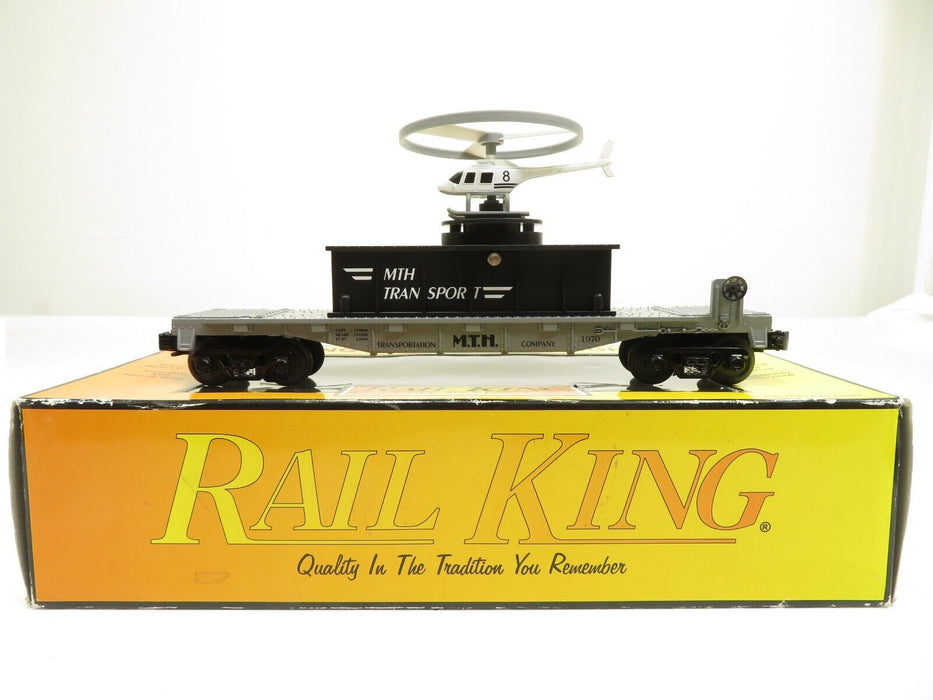 MTH 30-7658 MTH Flatcar w/Flying Helicopter LN