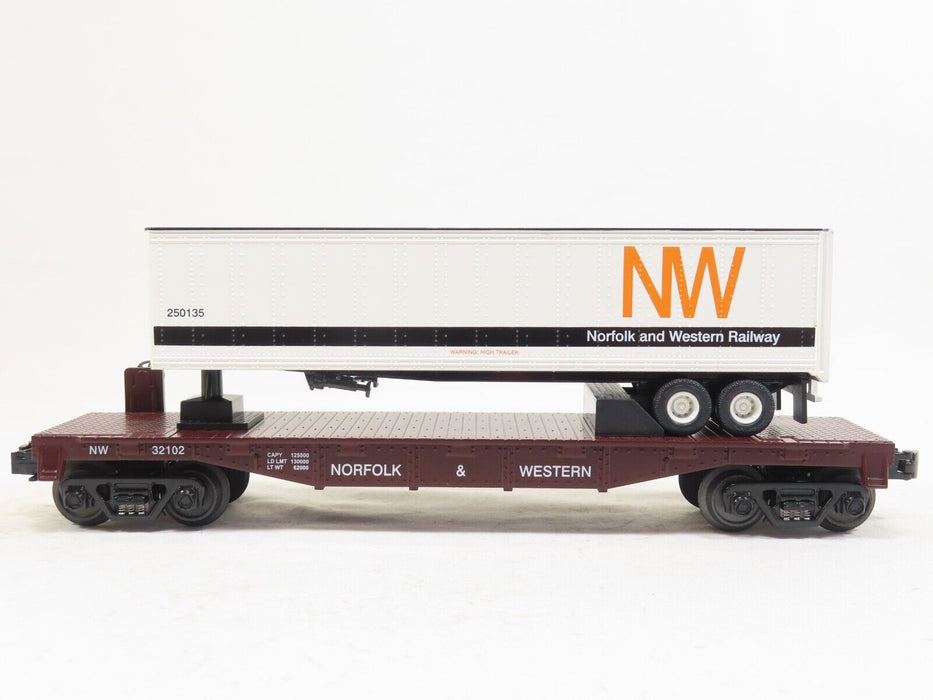 MTH 30-76024 Norfolk & Western Flat Car w/Trailer LN