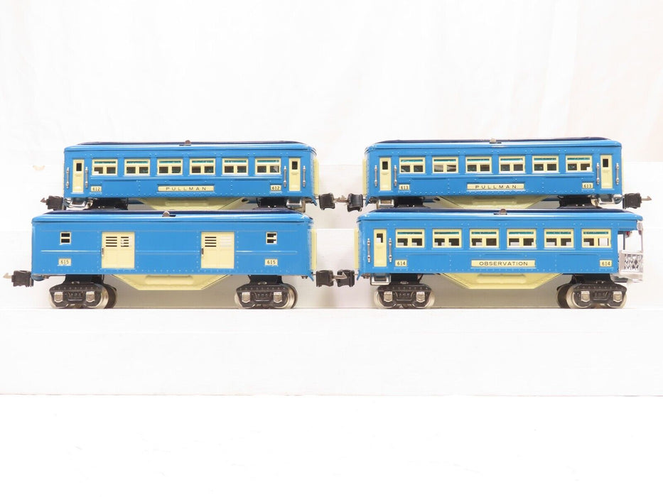 MTH 10-1064 Tinplate Traditions Lionel 600 Series Blue Comet 4 Car Set LN