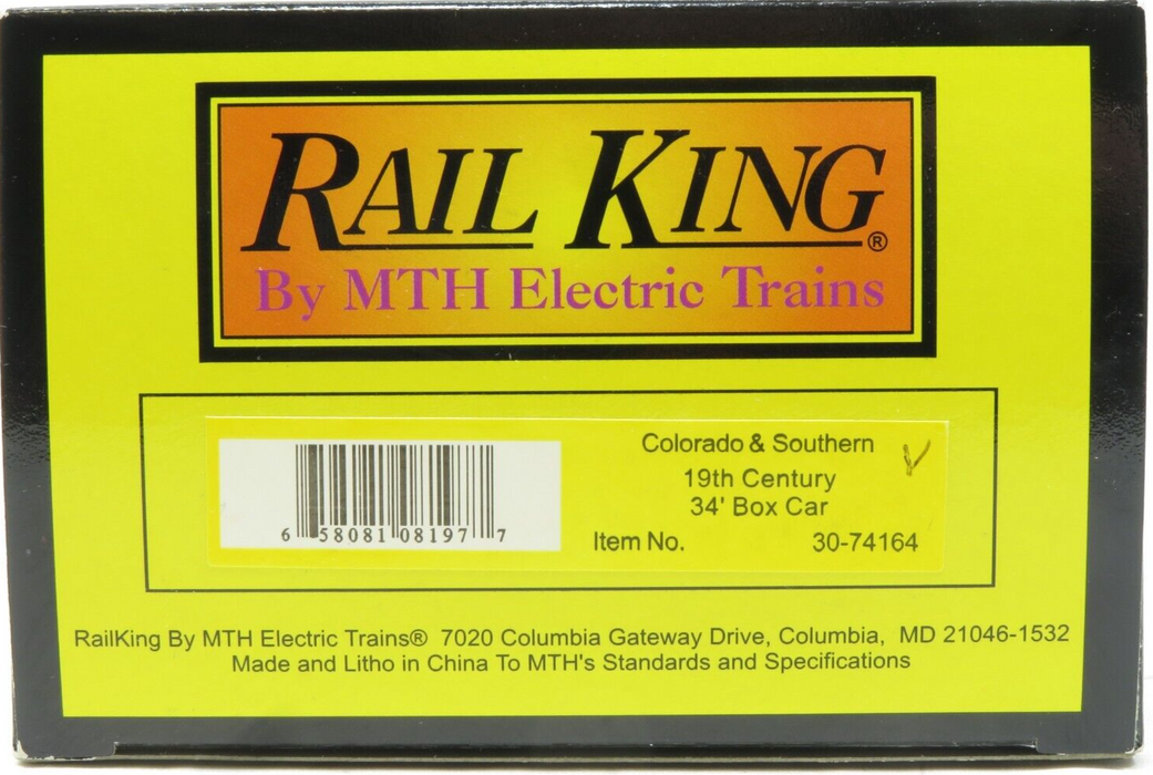 MTH 30-74164 Colorado & Southern 19th Century 34' Box Car NIB