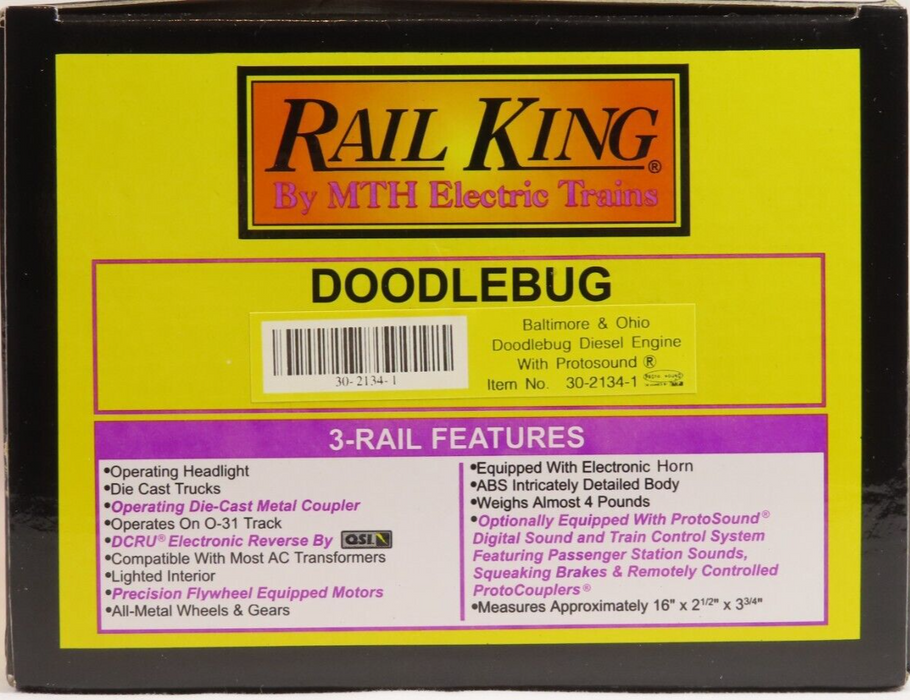 MTH 30-2134-1 Baltimore & Ohio Doodlebug Diesel w/Protosound LN