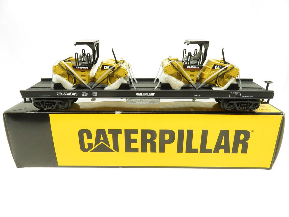 MTH 20-98496 Caterpillar Flat Car With XW Vibratory Asphalt Compactor NIB