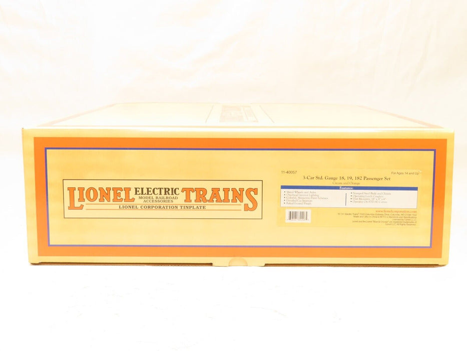 MTH 11-40057 Tinplate Traditions Lionel #18, 19, 182 Cars Orange NIB