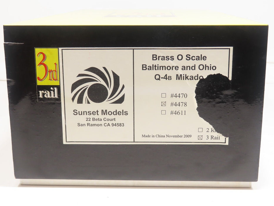 Sunset 3rd Rail 4478 Brass B&O Mikado Steam Loco Q-4A 3-Rail NIB