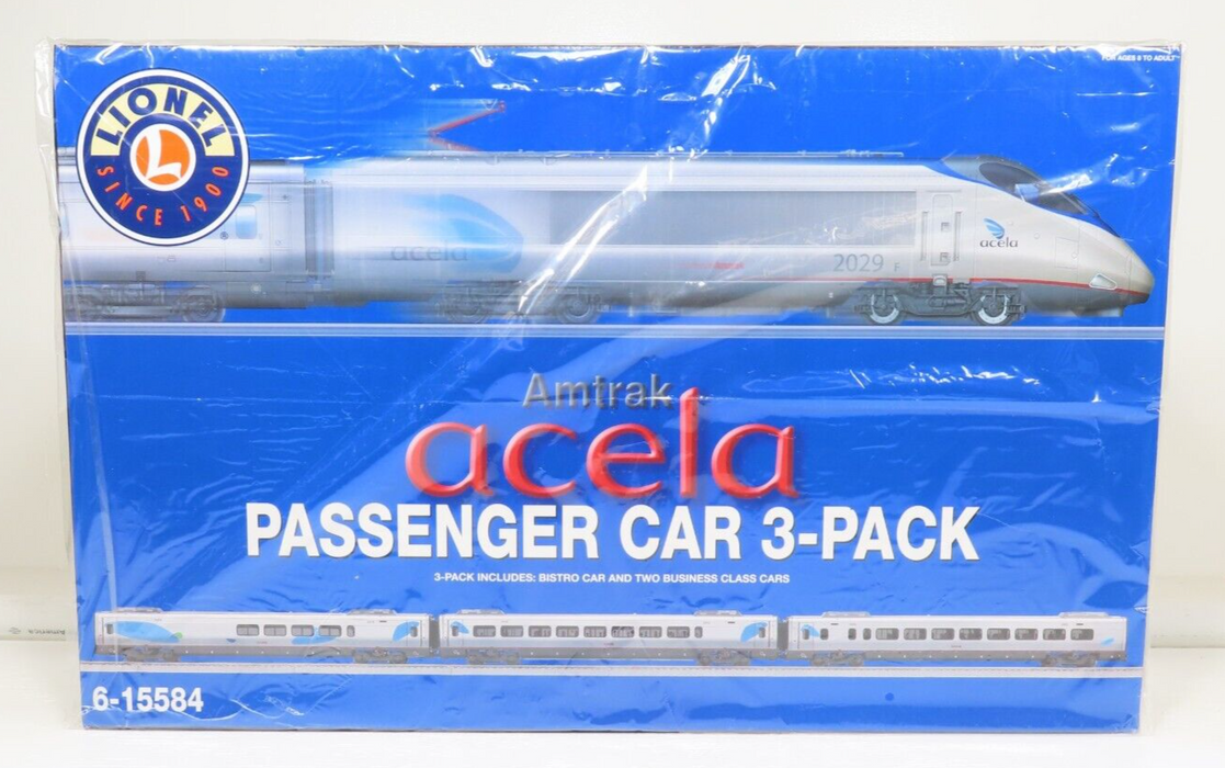 Lionel 6-15584 Amtrak Acela Passenger 3 PK SEALED NIB