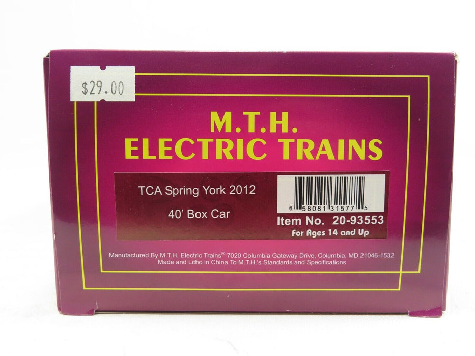 MTH 20-93553 TCA Spring York 2012 40' Box Car LN