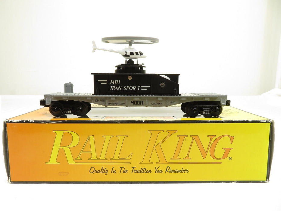 MTH 30-7658 MTH Flatcar w/Flying Helicopter LN