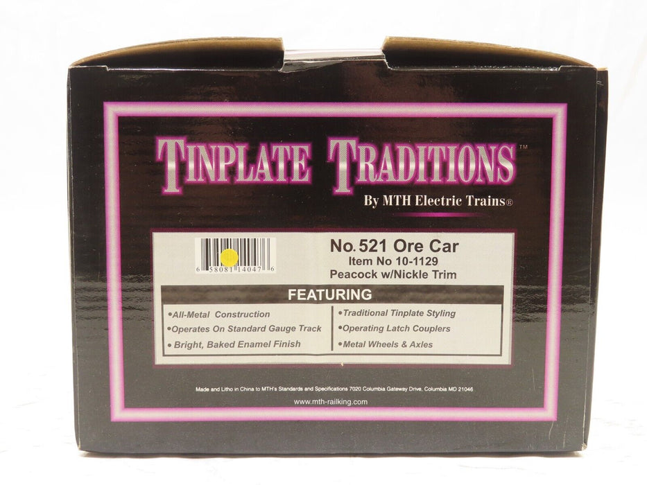 MTH 10-1129 Tinplate Traditions Lionel #521 Peacock Ore Car LN