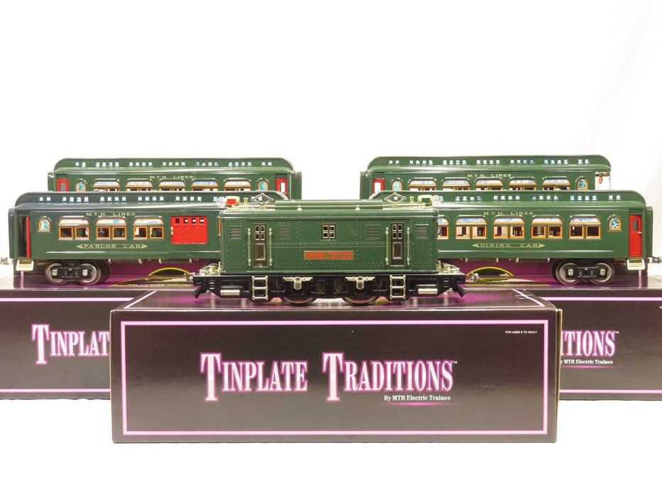 MTH 10-1105-1 Tinplate Traditions Lionel #9E Dark Green Passenger Set LN