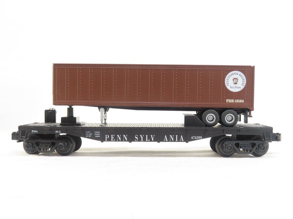 MTH 30-7626 Pennsylvania Flat Car w/Trailer LN