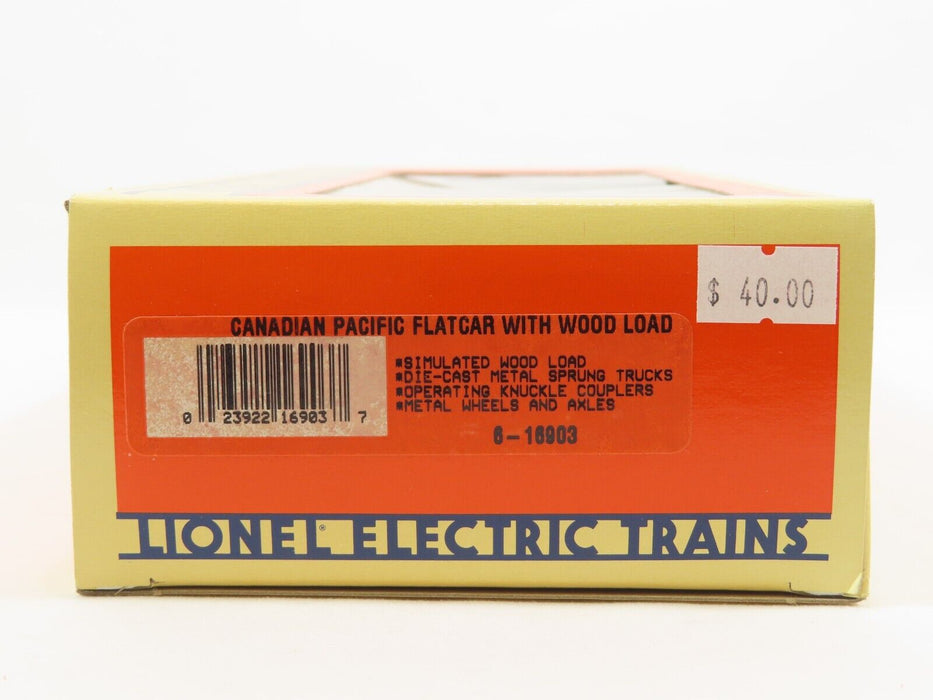 Lionel 6-16903 Canadian Pacific Flatcar with Wood Load LN