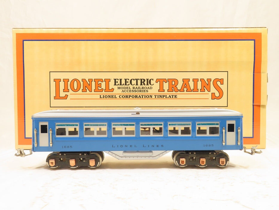 MTH 11-80026 Tinplate Traditions Lionel #1685 Passenger Car Set Blue & Silver LN