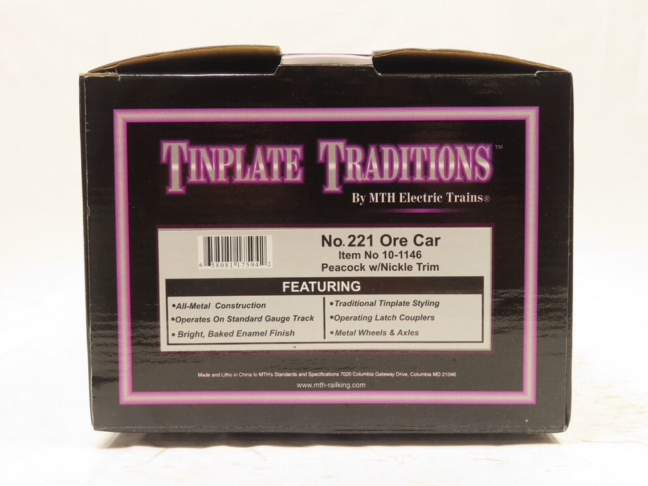 MTH 10-1146 Tinplate Traditions Lionel #221 Peacock Ore Car LN