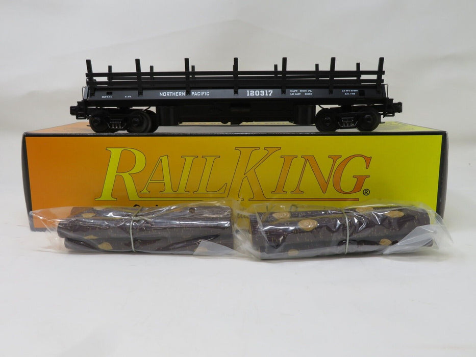 MTH 30-7649 Northern Pacific Operating Flatcar w/Logs LN