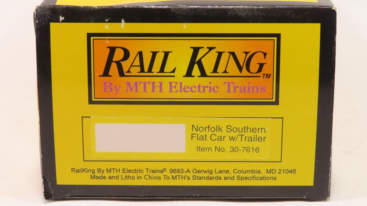 MTH 30-7616 Norfolk Southern Flat Car w/Trailer LN