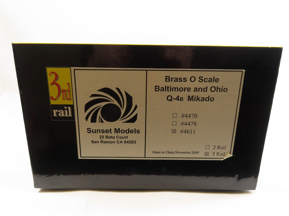 Sunset 3rd Rail 4611 Brass B&O Q-4B Mikado Steam Loco w/Railsound TMCC LN