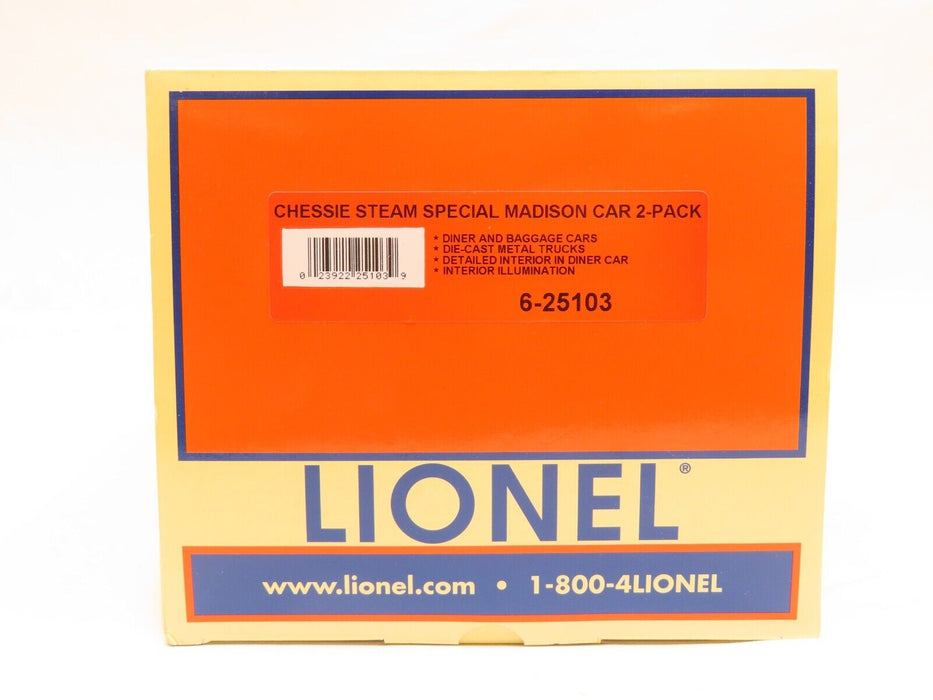 Lionel 6-25103 Chessie Steam Special Madison Car 2Pack NIB