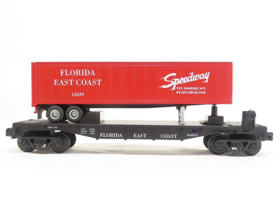 MTH 30-7627 Florida East Coast Flat Car w/Trailer LN