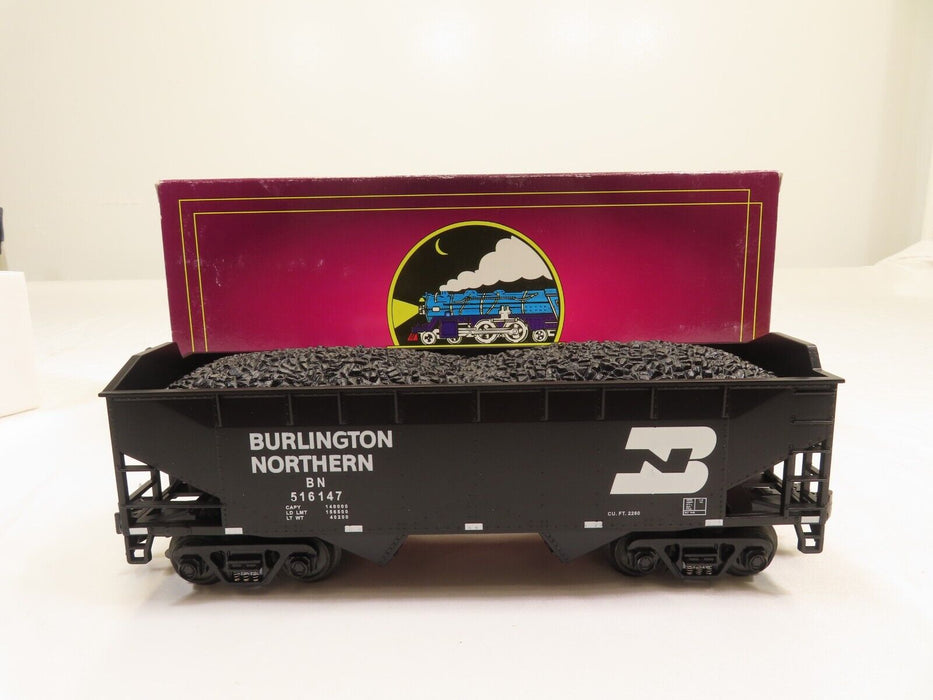 MTH 20-90014D  Burlington Northern 2-Bay Off-Set Hopper w/Coal Load  LN