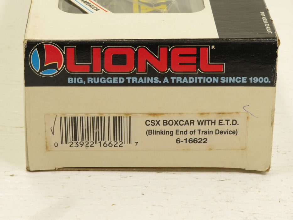 Lionel 6-16622 CSX Boxcar w/E.T.D. Blinking End of Train Device NIB