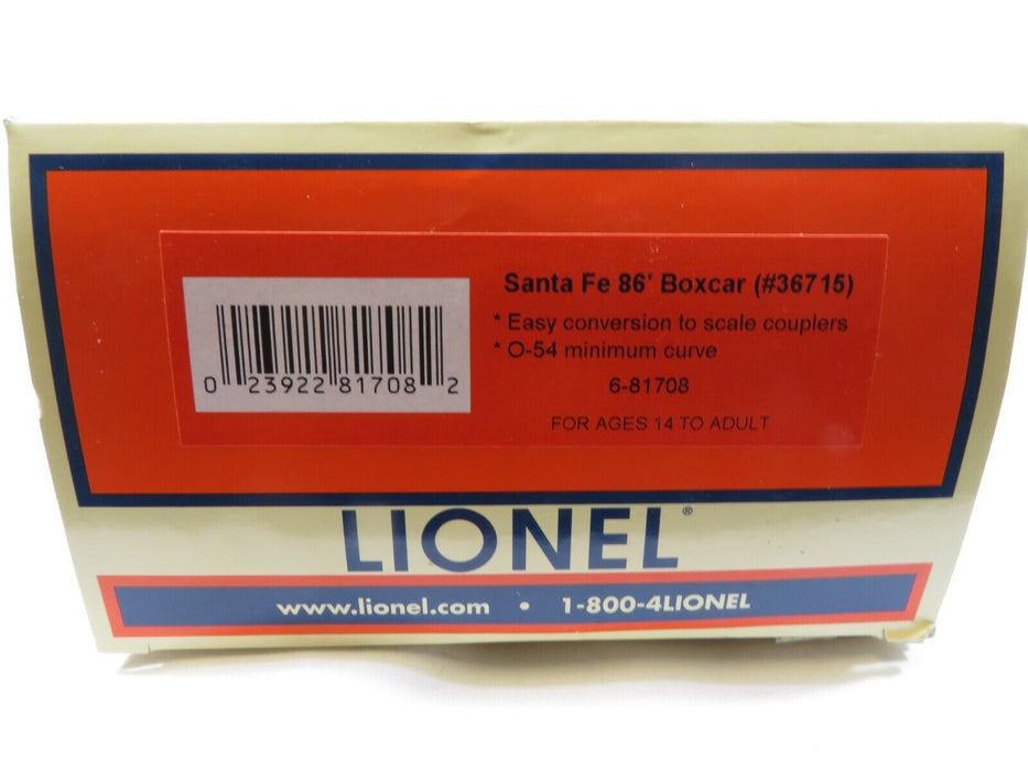 Lionel 6-81708 Santa Fe 86' Boxcar (#36715) NIB