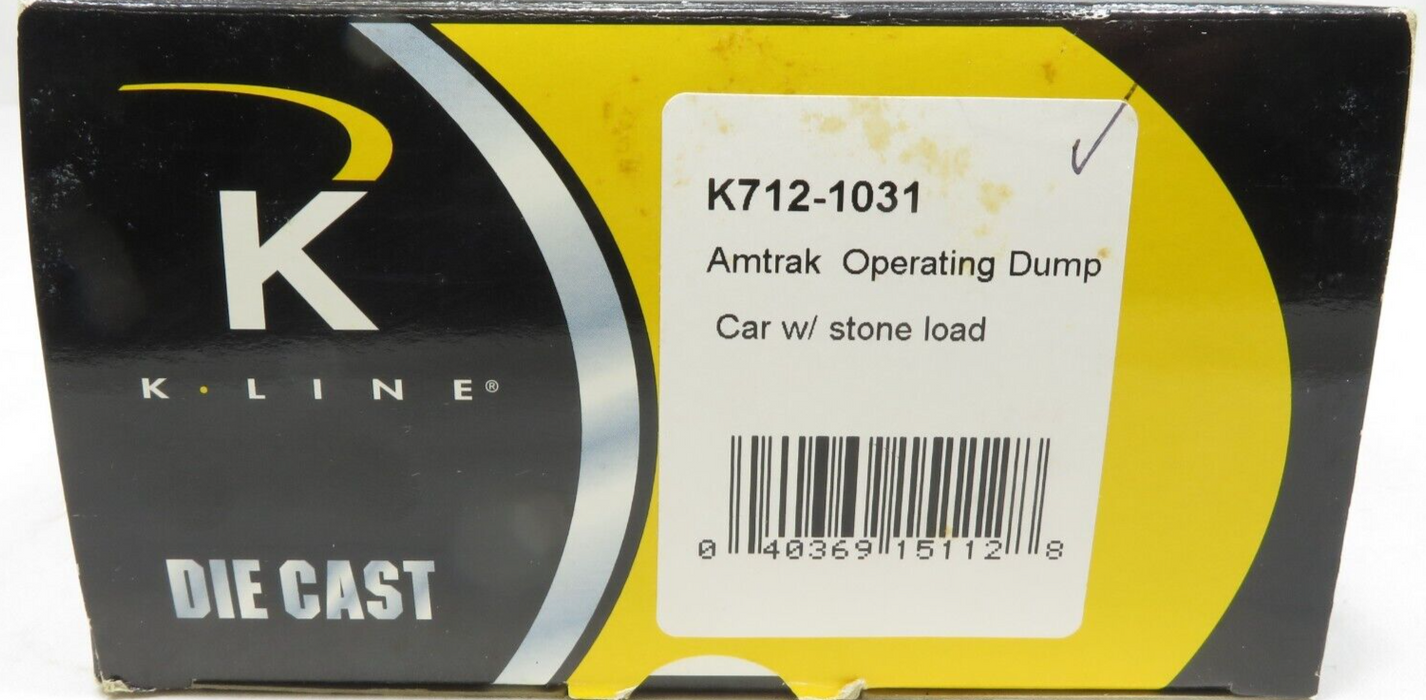 K-Line K712-1031 Amtrack Operating Dump Car with Stone Load NIB