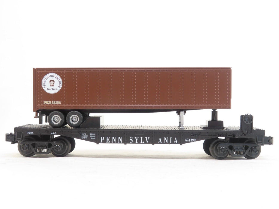 MTH 30-7626 Pennsylvania Flat Car w/Trailer LN