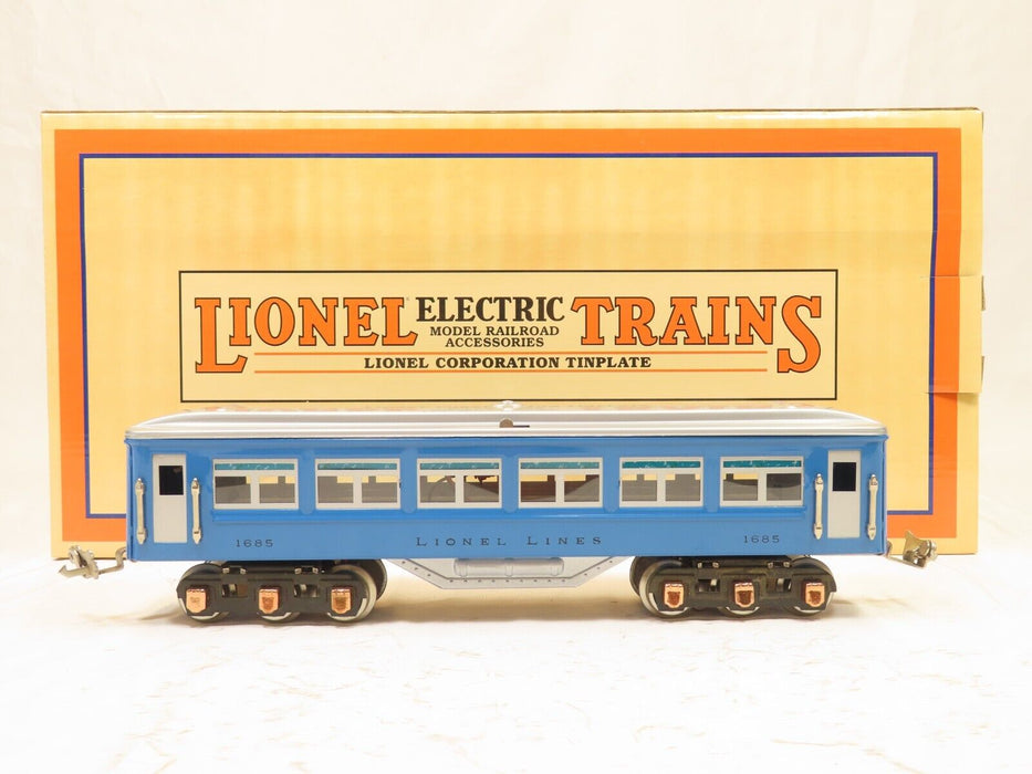 MTH 11-80026 Tinplate Traditions Lionel #1685 Passenger Car Set Blue & Silver LN