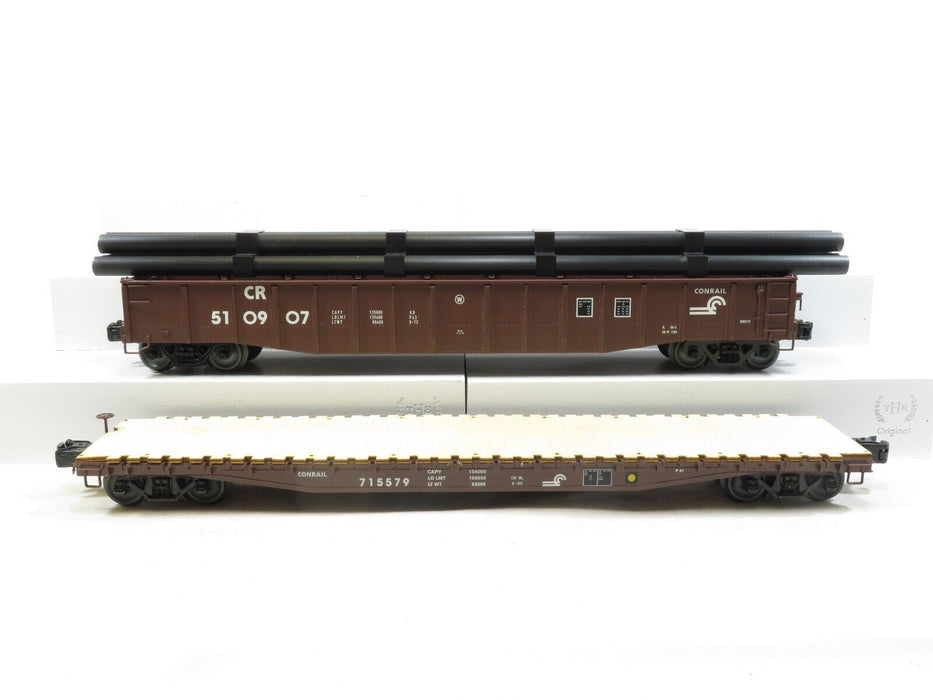Lionel 6-82670 Conrail Gondola, Flatcar w/Pipe load set BOXES WORN NIB