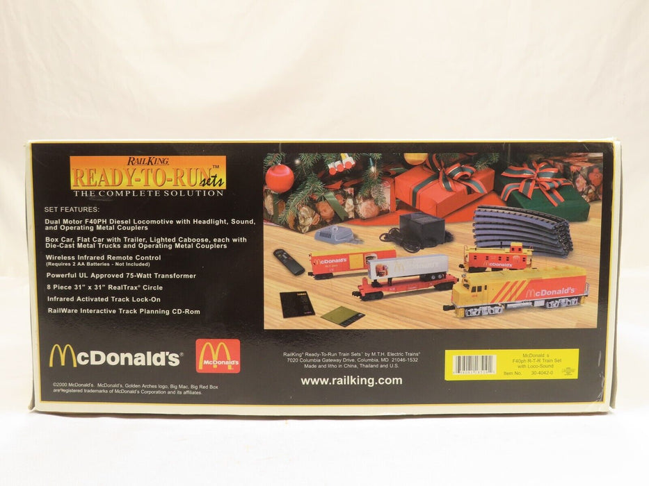 MTH 30-4042-0 McDonalds F40ph RTR Train Set W/Loco Sound LN