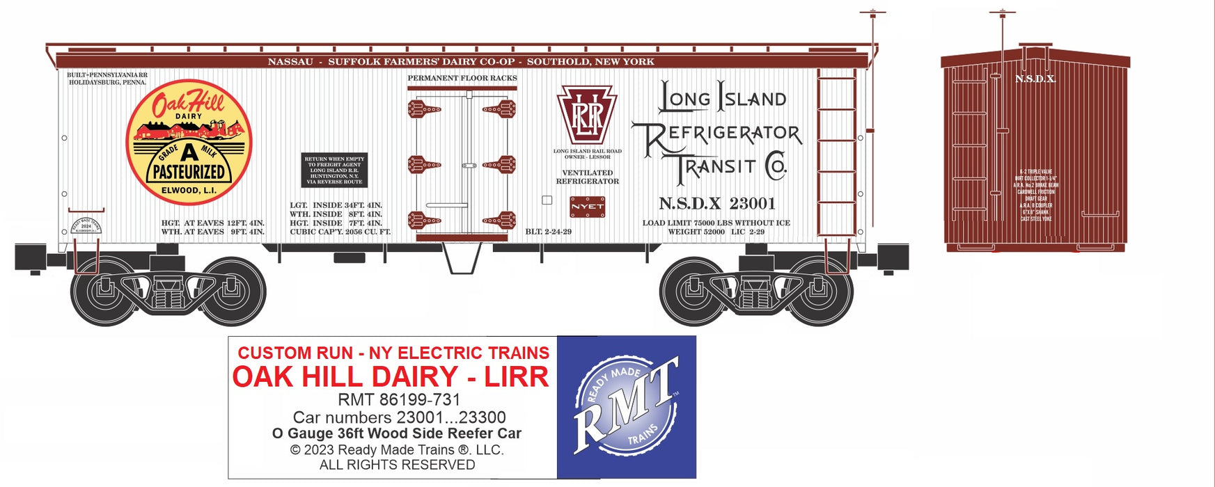 PRE-ORDER RMT 86199 Long Island Oak Hill Dairy Wood Side Reefer Custom Run